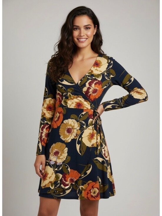 Altar'd State Dresses & Skirts - Altar'd State Navy Moody Floral Faux Wrap Dress S| Pin-Up Boho Cottagecore Indie